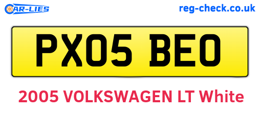 PX05BEO are the vehicle registration plates.