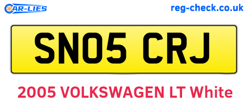 SN05CRJ are the vehicle registration plates.