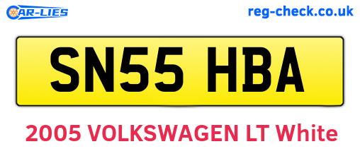 SN55HBA are the vehicle registration plates.