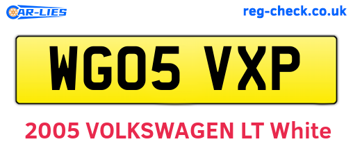 WG05VXP are the vehicle registration plates.