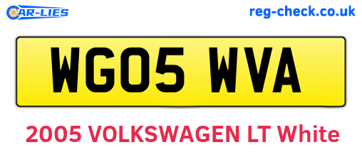 WG05WVA are the vehicle registration plates.