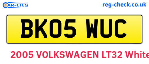 BK05WUC are the vehicle registration plates.