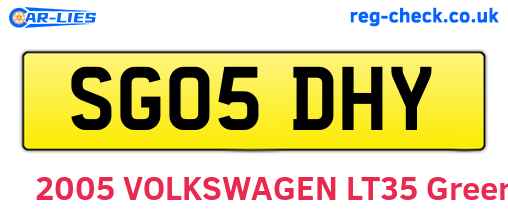 SG05DHY are the vehicle registration plates.