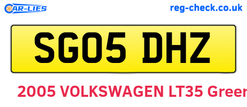 SG05DHZ are the vehicle registration plates.