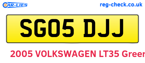 SG05DJJ are the vehicle registration plates.