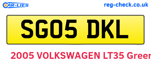 SG05DKL are the vehicle registration plates.