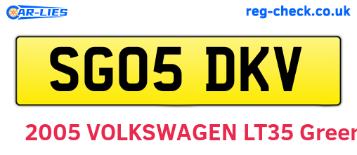 SG05DKV are the vehicle registration plates.