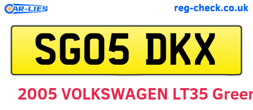 SG05DKX are the vehicle registration plates.