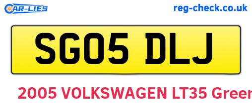 SG05DLJ are the vehicle registration plates.