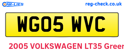 WG05WVC are the vehicle registration plates.