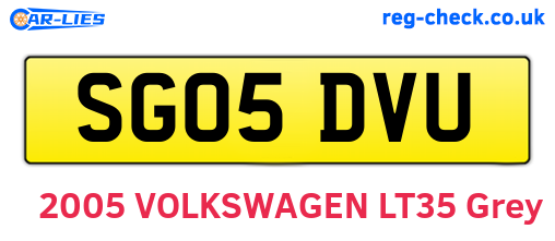 SG05DVU are the vehicle registration plates.