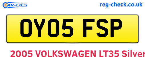 OY05FSP are the vehicle registration plates.