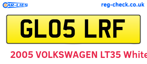 GL05LRF are the vehicle registration plates.