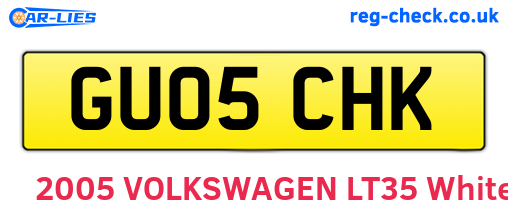 GU05CHK are the vehicle registration plates.