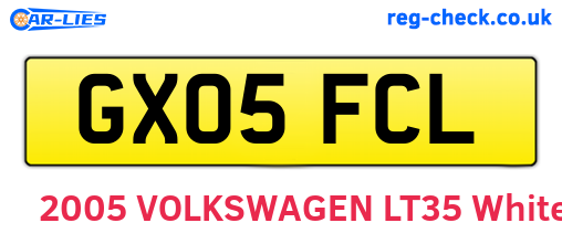 GX05FCL are the vehicle registration plates.