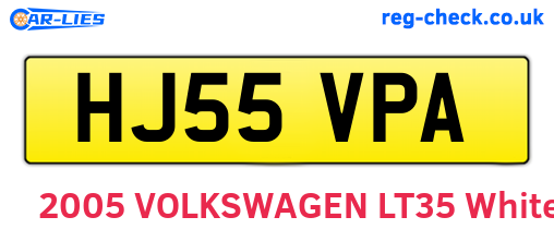 HJ55VPA are the vehicle registration plates.