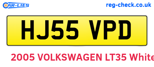 HJ55VPD are the vehicle registration plates.