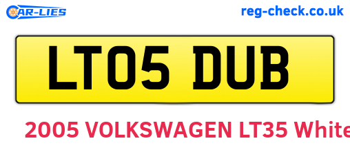 LT05DUB are the vehicle registration plates.