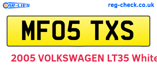 MF05TXS are the vehicle registration plates.