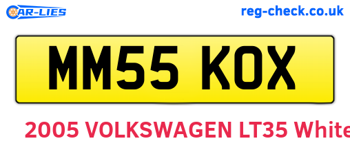 MM55KOX are the vehicle registration plates.