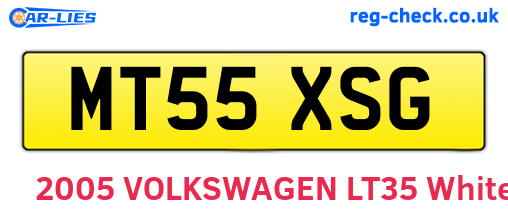 MT55XSG are the vehicle registration plates.