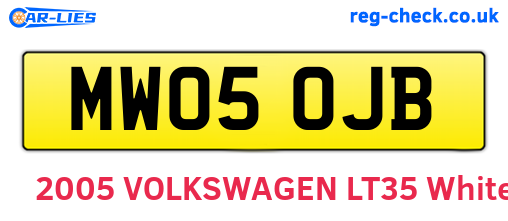 MW05OJB are the vehicle registration plates.