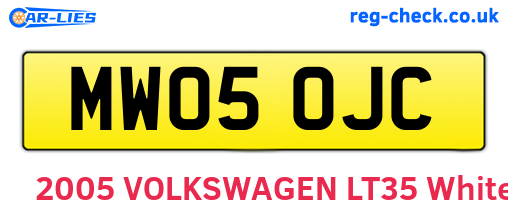 MW05OJC are the vehicle registration plates.