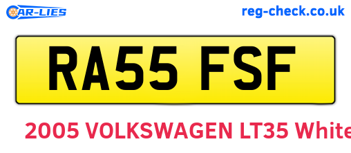 RA55FSF are the vehicle registration plates.