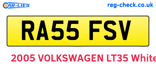 RA55FSV are the vehicle registration plates.