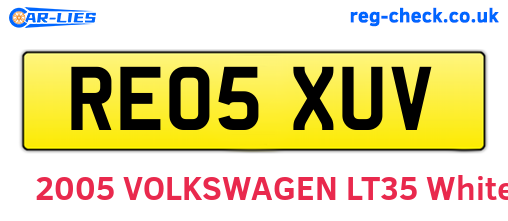 RE05XUV are the vehicle registration plates.