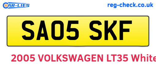 SA05SKF are the vehicle registration plates.