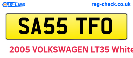 SA55TFO are the vehicle registration plates.