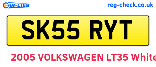SK55RYT are the vehicle registration plates.