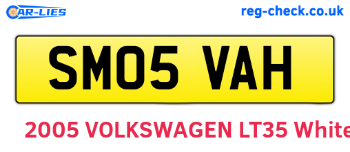 SM05VAH are the vehicle registration plates.