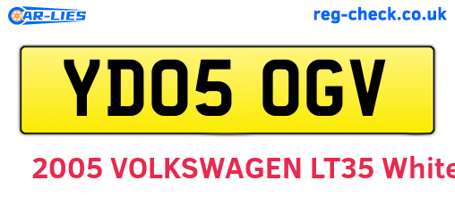 YD05OGV are the vehicle registration plates.