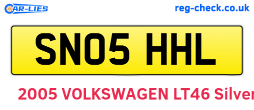 SN05HHL are the vehicle registration plates.