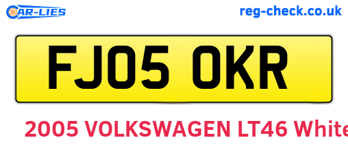 FJ05OKR are the vehicle registration plates.