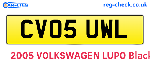 CV05UWL are the vehicle registration plates.