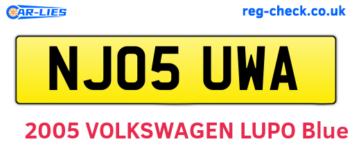 NJ05UWA are the vehicle registration plates.