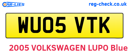 WU05VTK are the vehicle registration plates.