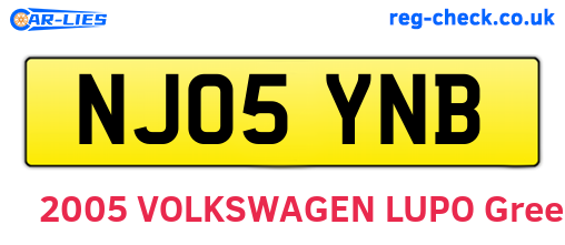 NJ05YNB are the vehicle registration plates.