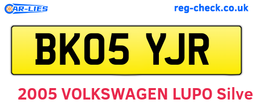 BK05YJR are the vehicle registration plates.