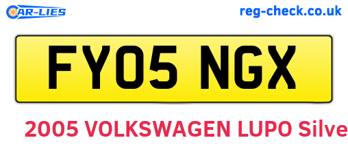 FY05NGX are the vehicle registration plates.