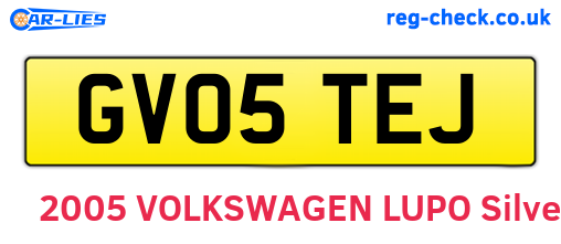 GV05TEJ are the vehicle registration plates.