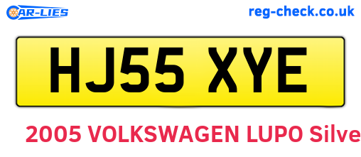 HJ55XYE are the vehicle registration plates.