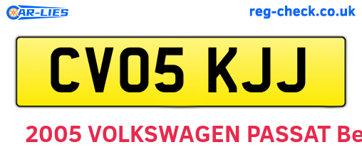 CV05KJJ are the vehicle registration plates.