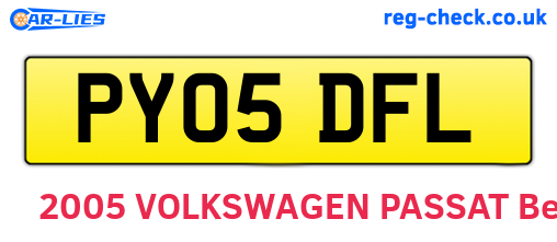 PY05DFL are the vehicle registration plates.