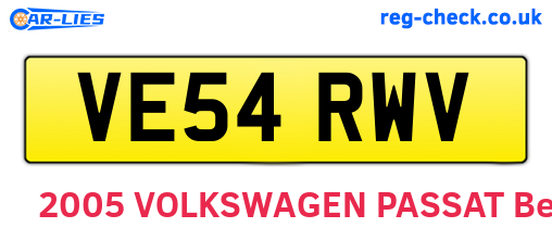 VE54RWV are the vehicle registration plates.