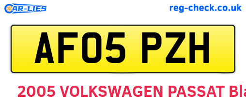 AF05PZH are the vehicle registration plates.