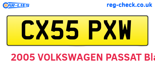 CX55PXW are the vehicle registration plates.